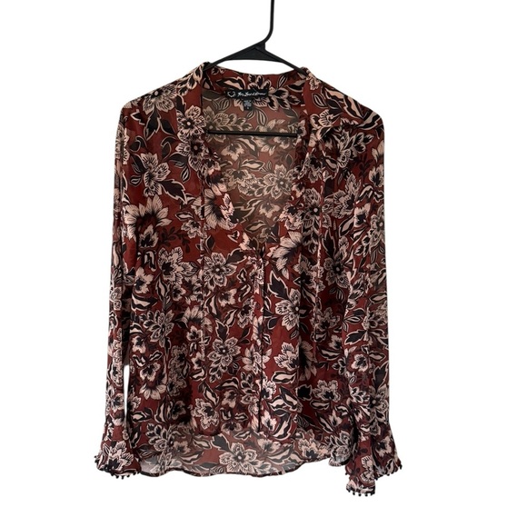 For Love & Lemons Gracie Blouse in Chocolate Floral - Picture 6 of 8